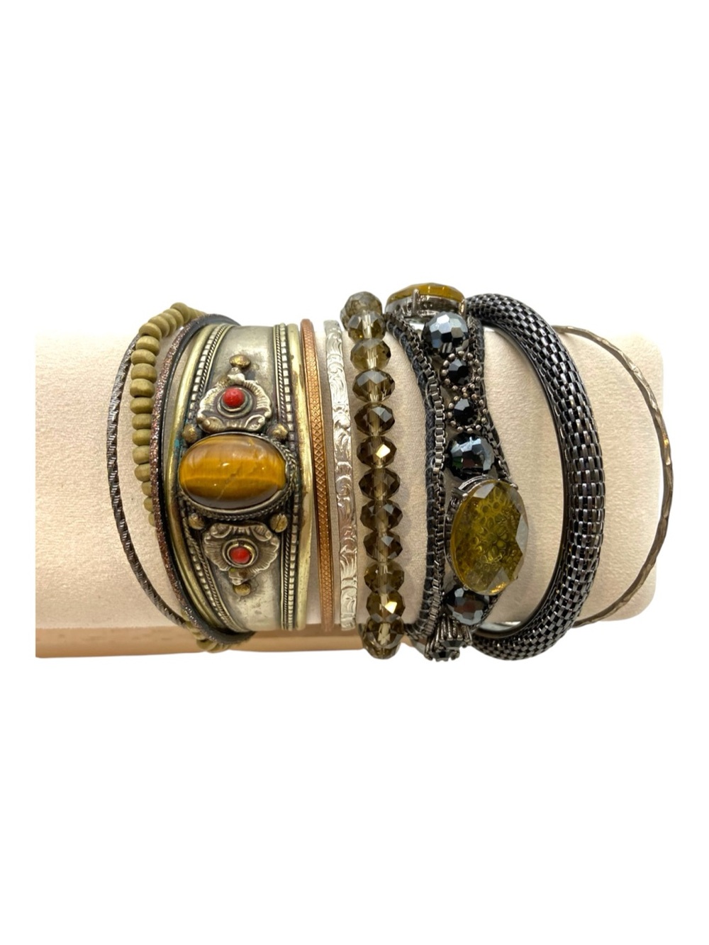 Vintage & Modern Bracelet Lot Boho Mixed Metal Cuffs Bangles Statement Jewelry